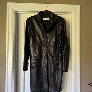 Black leather trench coat. Butter soft leather with pockets! Like new!